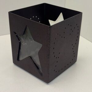 PartyLite brown metal tealight holder with Christmas designs